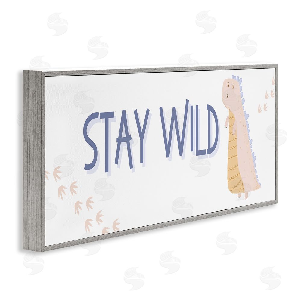Katie Griggs Stay Wild Soft Dinosaur Gray Framed Giclee Wall Art Print