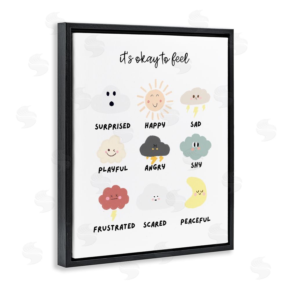 Katie Griggs Okay to Feel Emotions Chart Black Floating Frame Canvas Wall Art Print