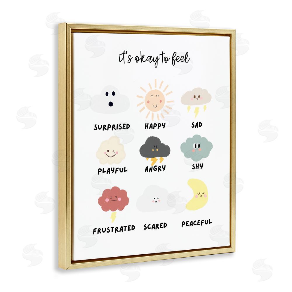 Katie Griggs Okay to Feel Emotions Chart Gold Floating Frame Canvas Wall Art Print