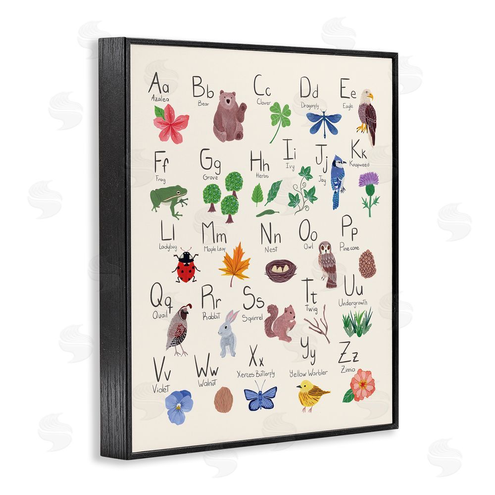 Aralma Animal Alphabet on Beige Black Framed Giclee Wall Art Print