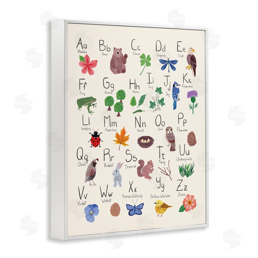 Aralma Animal Alphabet on Beige White Framed Giclee Wall Art Print