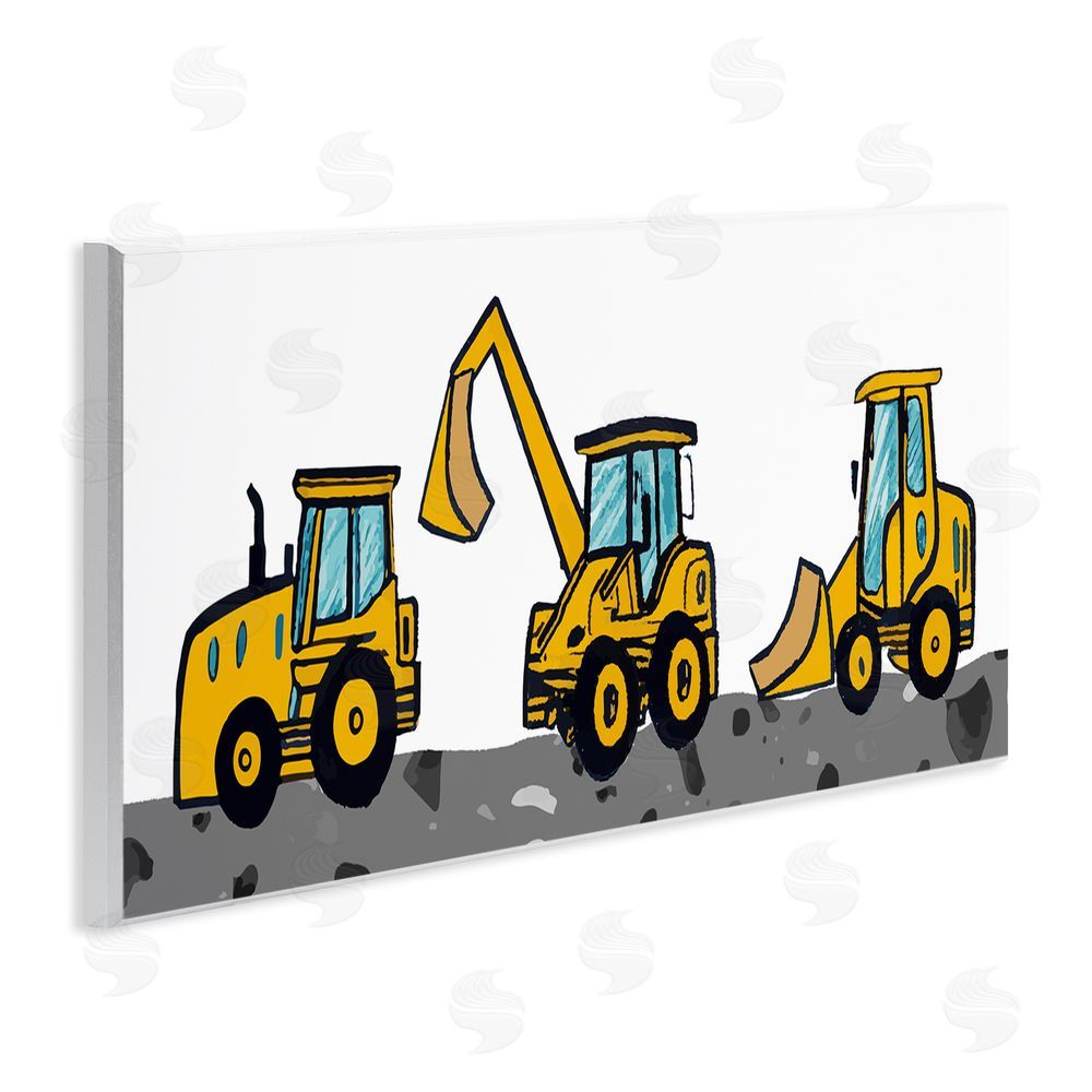 Stupell Studio Construction Bulldozers Trio Wall Plaque Art Print