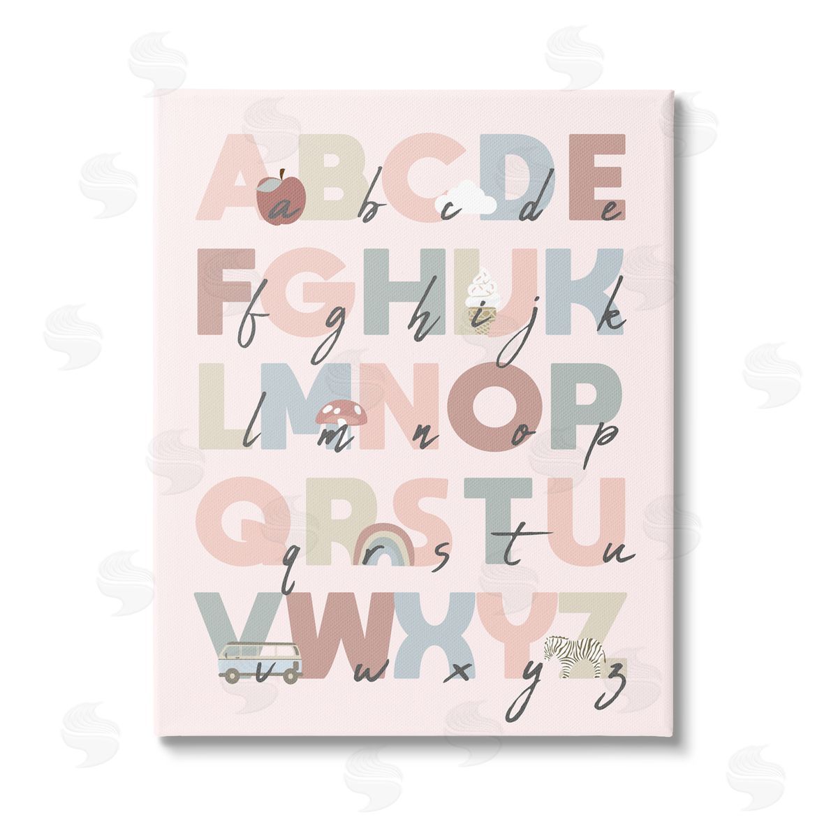 Stupell Studio Pink Pastel Alphabet Chart Stretched Canvas Wall Art Print