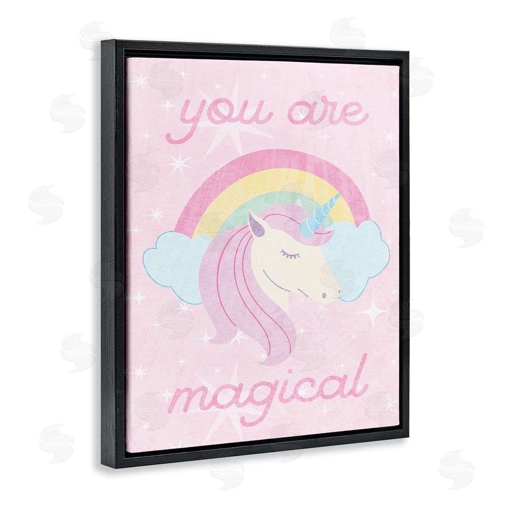 Stupell Studio Magical Sparkle Unicorn Black Floating Frame Canvas Wall Art Print