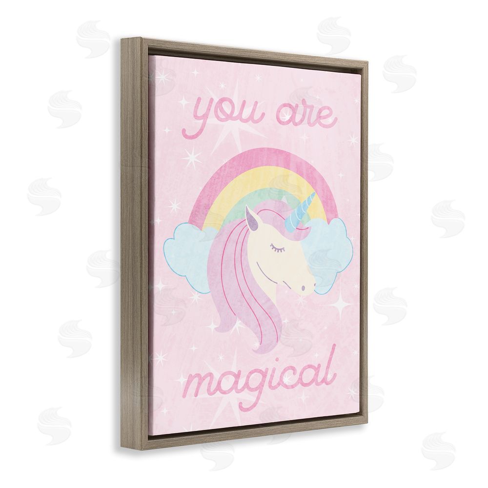 Stupell Studio Magical Sparkle Unicorn Brown Floating Frame Canvas Wall Art Print