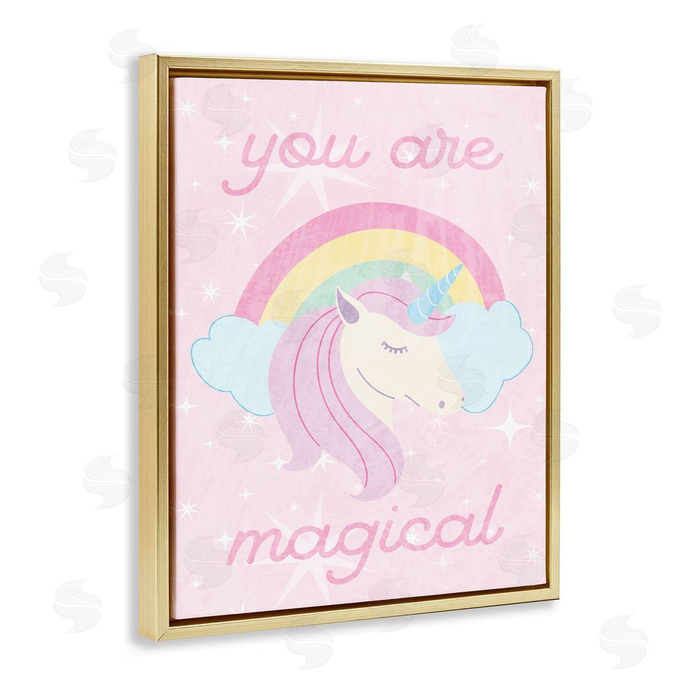 Stupell Studio Magical Sparkle Unicorn Gold Floating Frame Canvas Wall Art Print