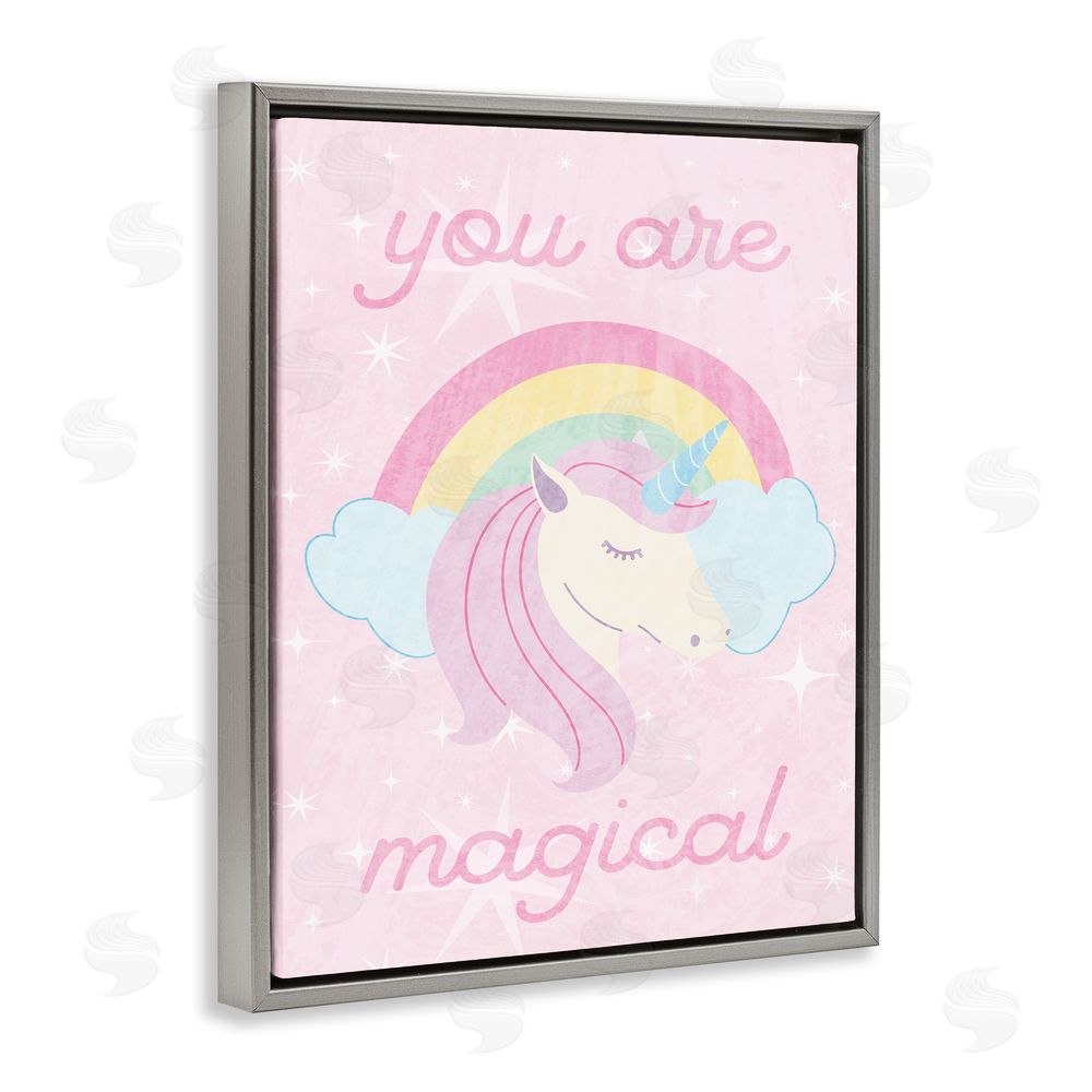 Stupell Studio Magical Sparkle Unicorn Grey Floating Frame Canvas Wall Art Print