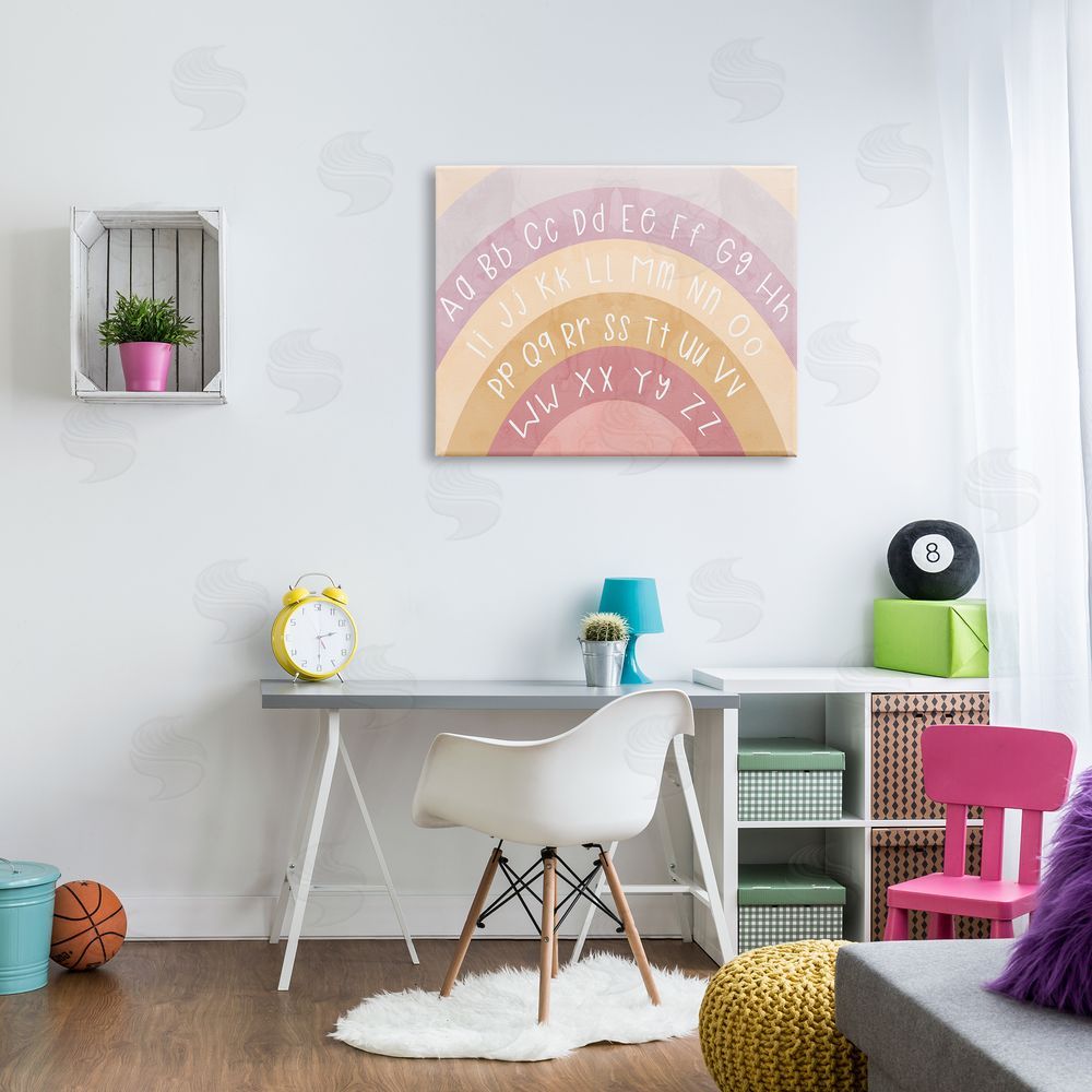 Stupell Studio Alphabet on Muted Arches Canvas Wall Art Print in Room