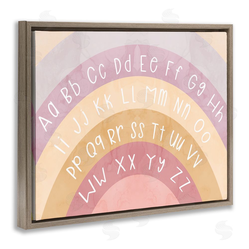 Stupell Studio Alphabet on Muted Arches Brown Floating Frame Canvas Wall Art Print