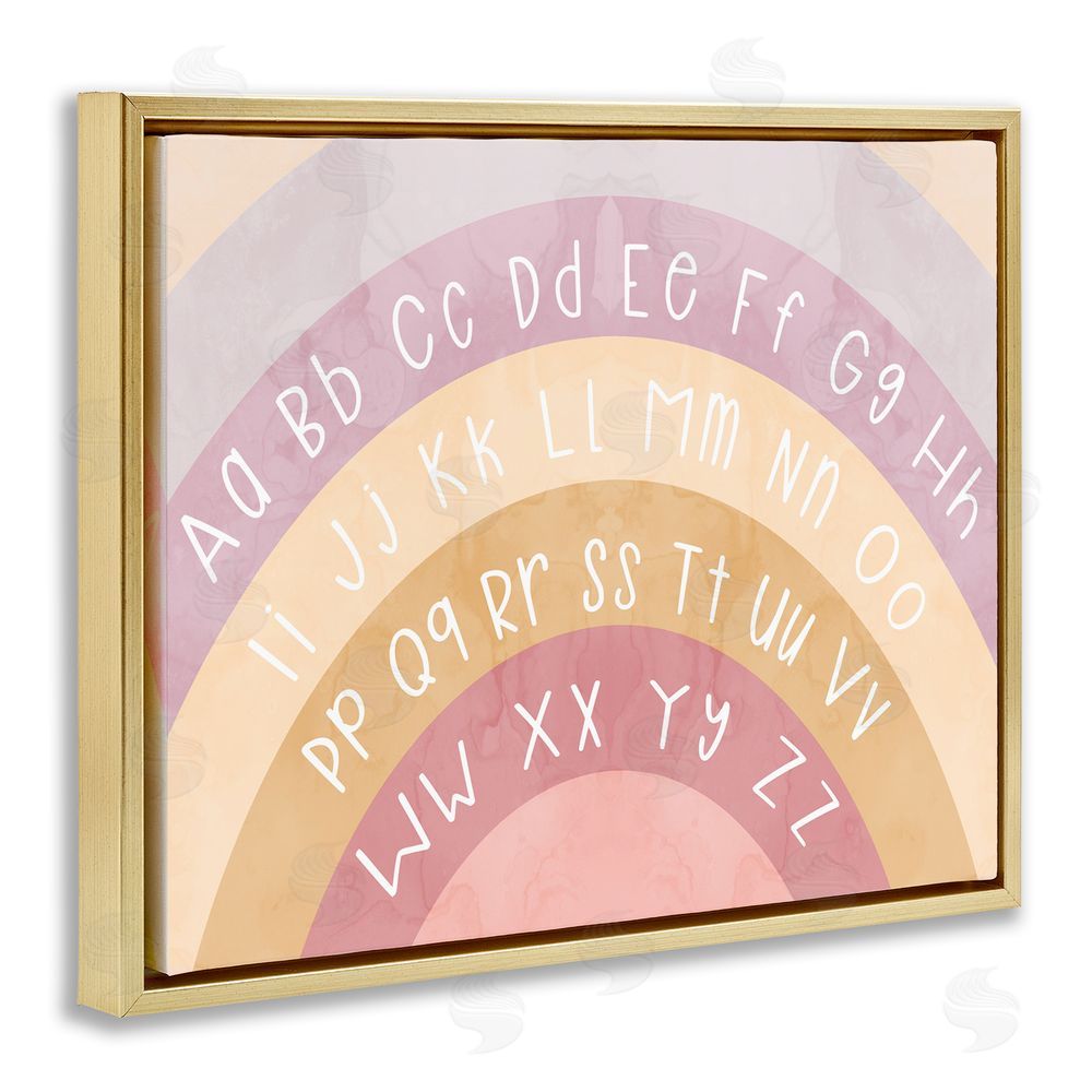 Stupell Studio Alphabet on Muted Arches Gold Floating Frame Canvas Wall Art Print