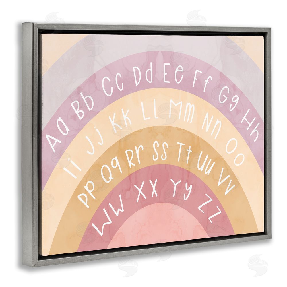 Stupell Studio Alphabet on Muted Arches Grey Floating Frame Canvas Wall Art Print