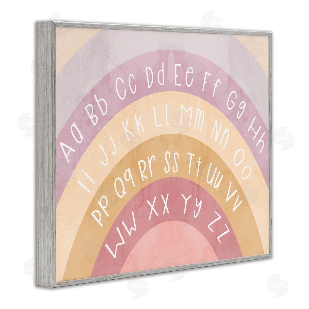 Stupell Studio Alphabet on Muted Arches Gray Framed Giclee Wall Art Print