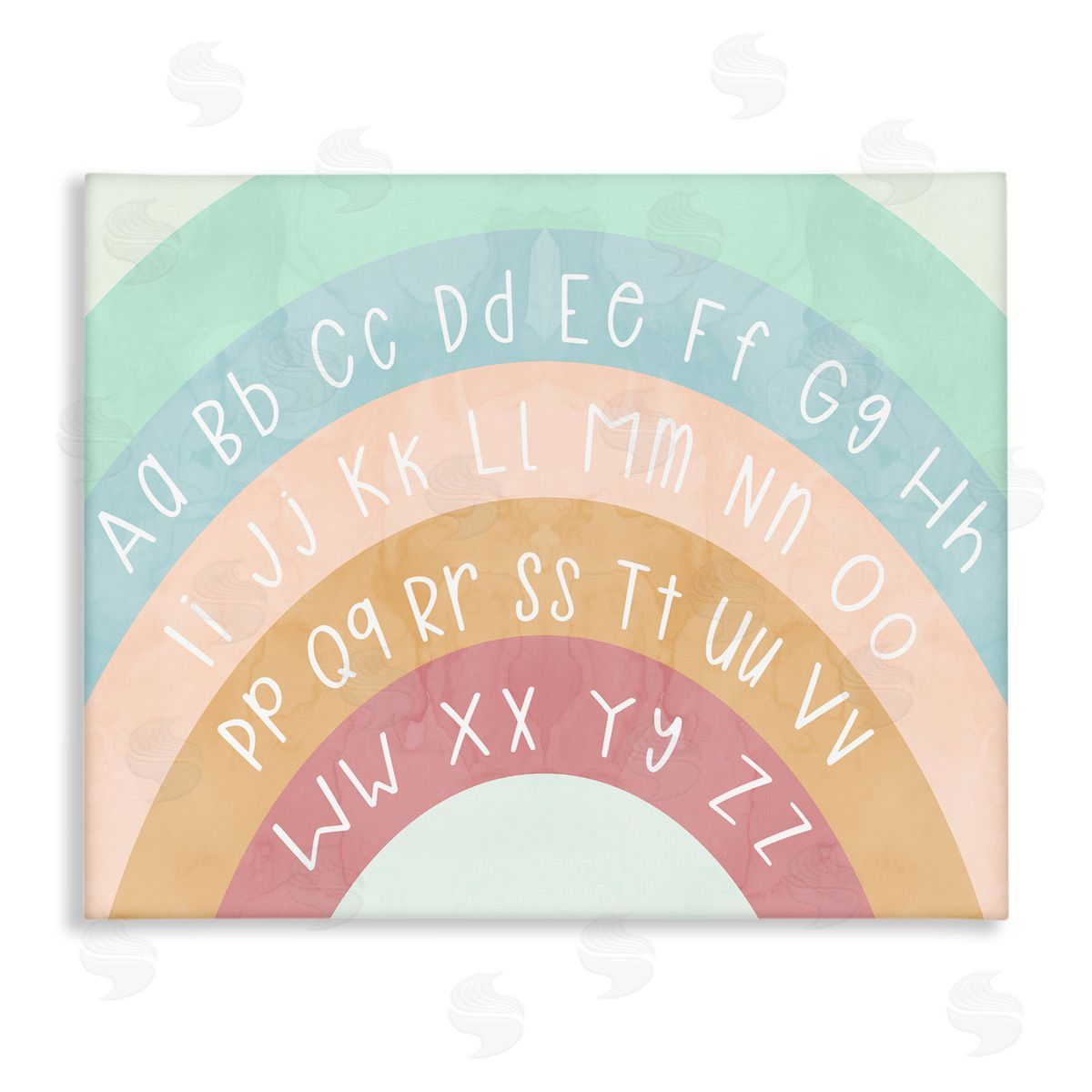 Stupell Studio Alphabet Letters on Rainbow Stretched Canvas Wall Art Print
