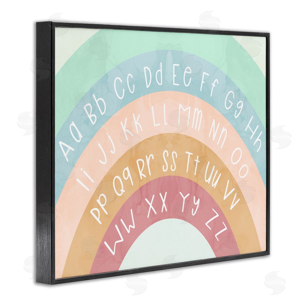 Stupell Studio Alphabet Letters on Rainbow Black Framed Giclee Wall Art Print