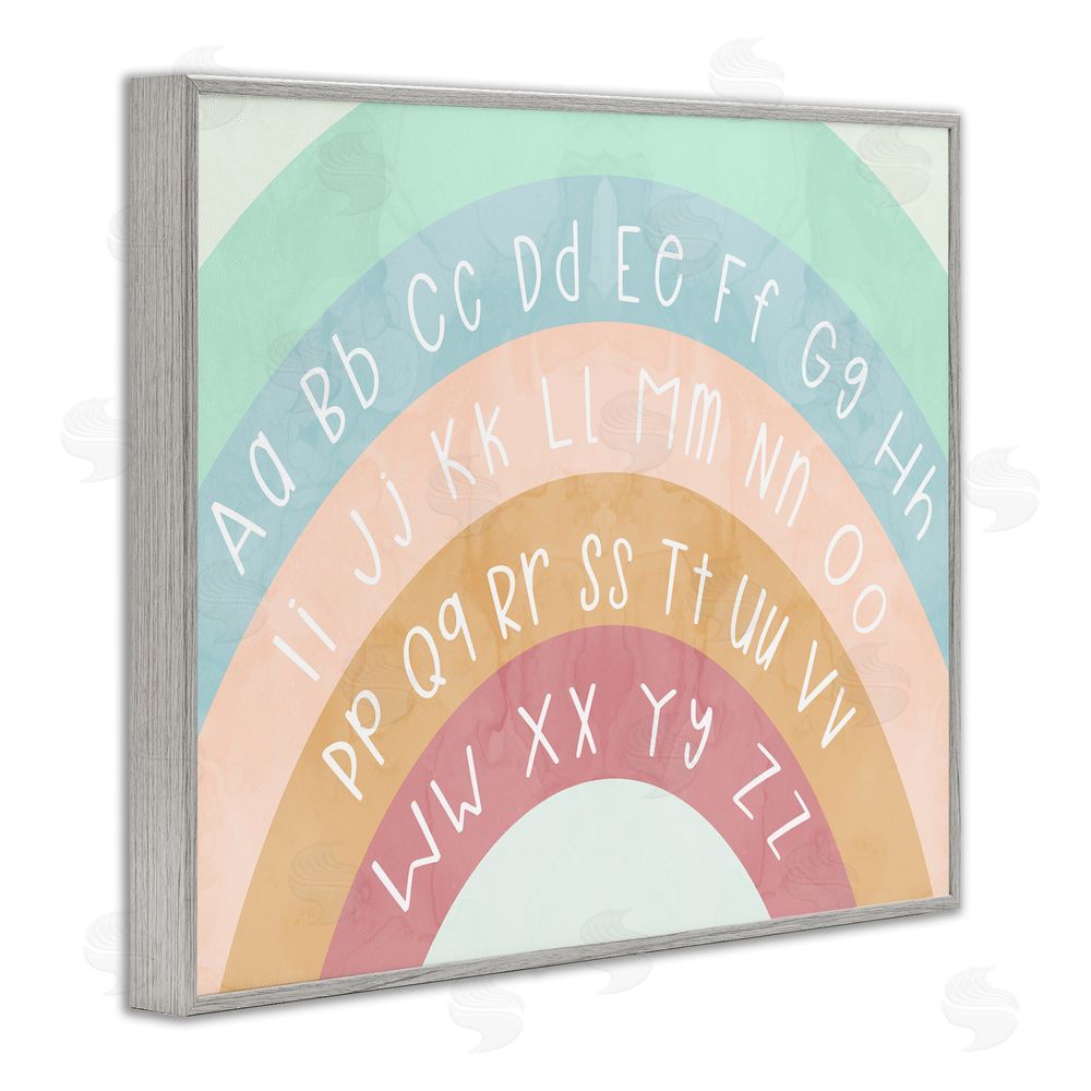 Stupell Studio Alphabet Letters on Rainbow Gray Framed Giclee Wall Art Print
