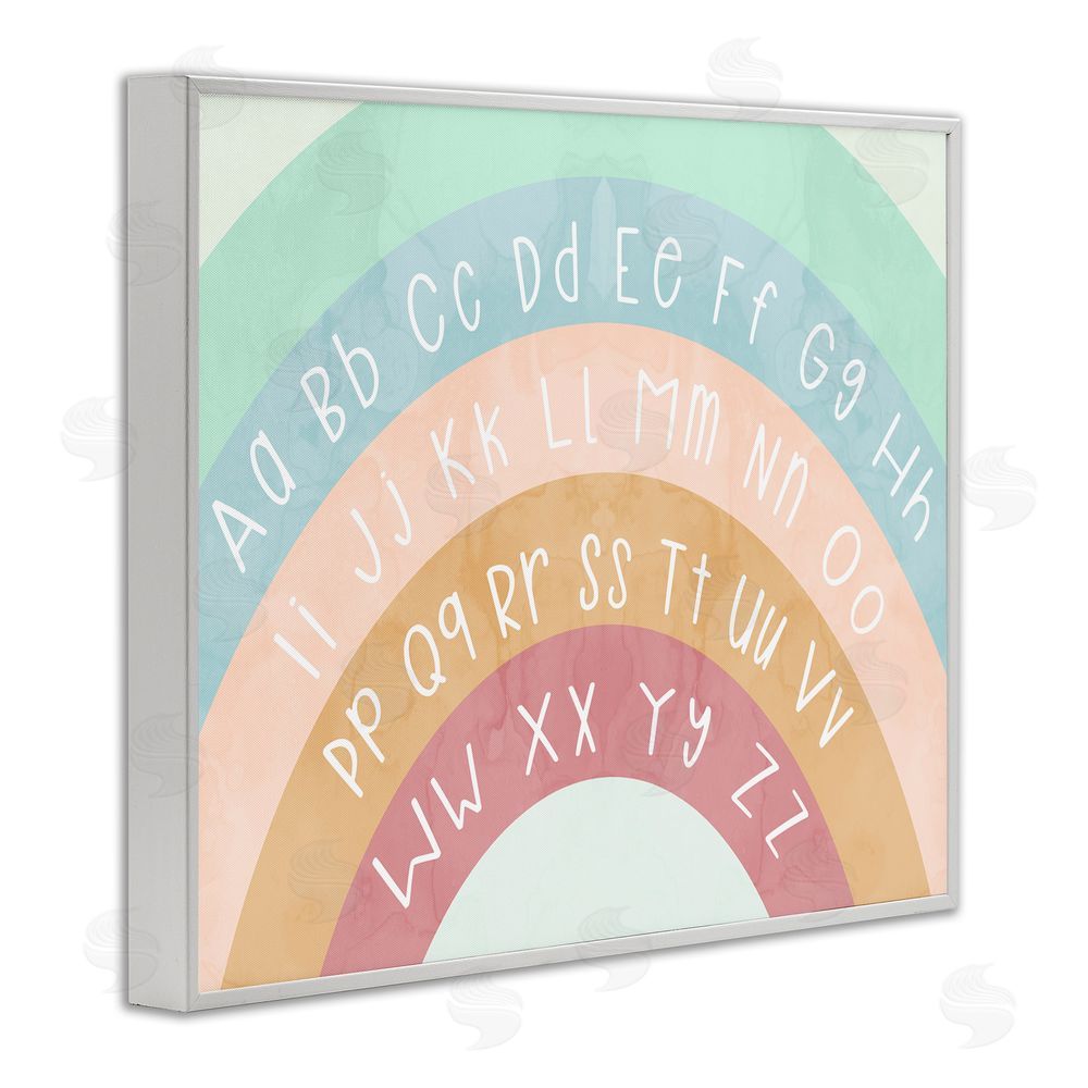 Stupell Studio Alphabet Letters on Rainbow White Framed Giclee Wall Art Print