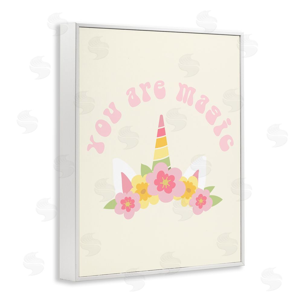 Stupell Studio Retro Magic Unicorn Phrase White Framed Giclee Wall Art Print