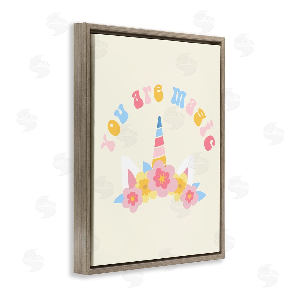 Stupell Studio Fun You Are Magic Phrase Brown Floating Frame Canvas Wall Art Print