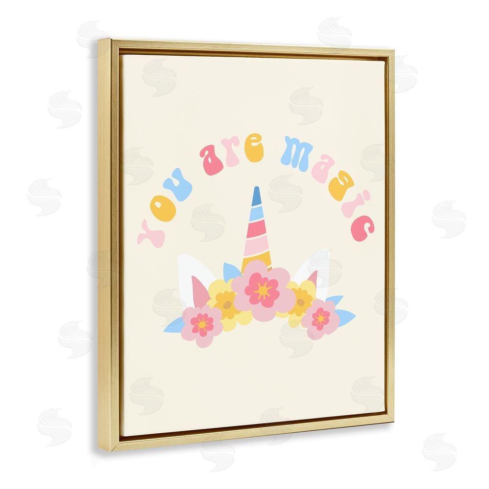 Stupell Studio Fun You Are Magic Phrase Gold Floating Frame Canvas Wall Art Print