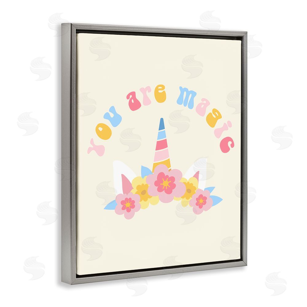 Stupell Studio Fun You Are Magic Phrase Grey Floating Frame Canvas Wall Art Print