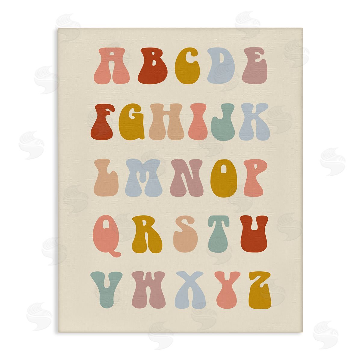 Stupell Studio Vintage Alphabet Letters Stretched Canvas Wall Art Print