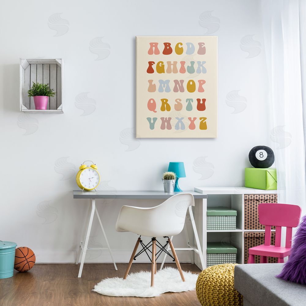 Stupell Studio Vintage Alphabet Letters Canvas Wall Art Print in Room