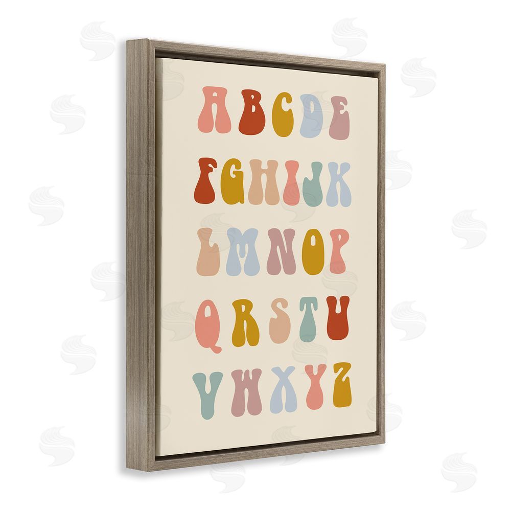 Stupell Studio Vintage Alphabet Letters Brown Floating Frame Canvas Wall Art Print