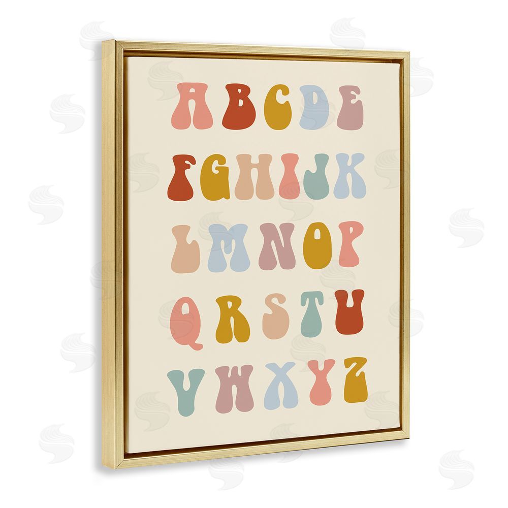 Stupell Studio Vintage Alphabet Letters Gold Floating Frame Canvas Wall Art Print