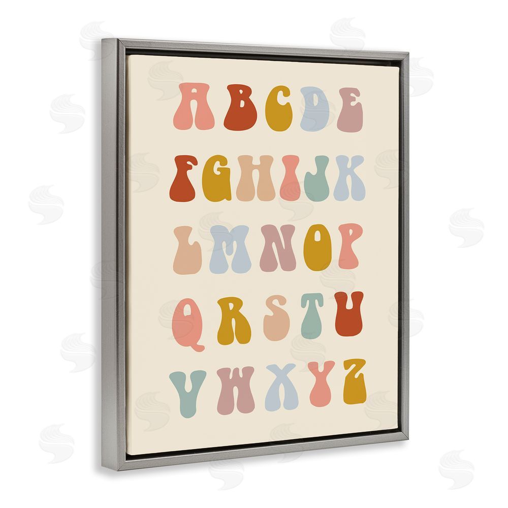 Stupell Studio Vintage Alphabet Letters Grey Floating Frame Canvas Wall Art Print