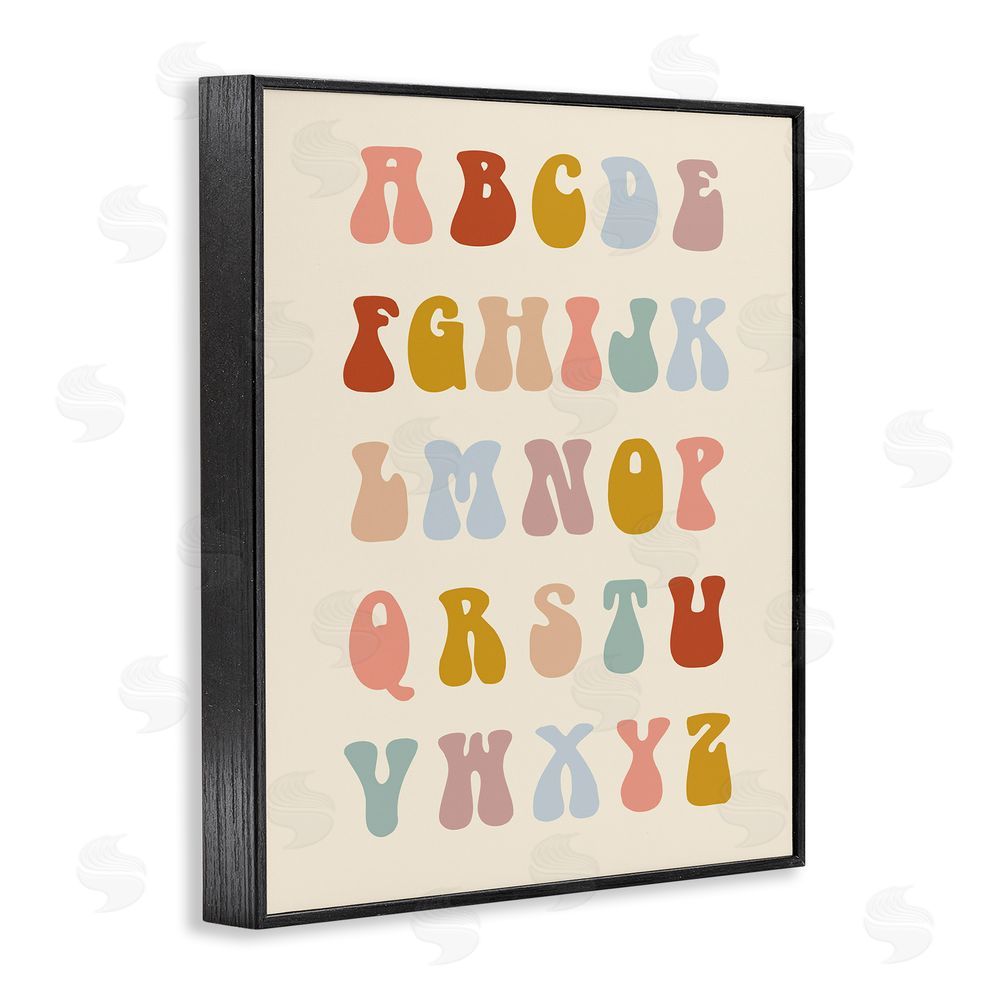 Stupell Studio Vintage Alphabet Letters Black Framed Giclee Wall Art Print