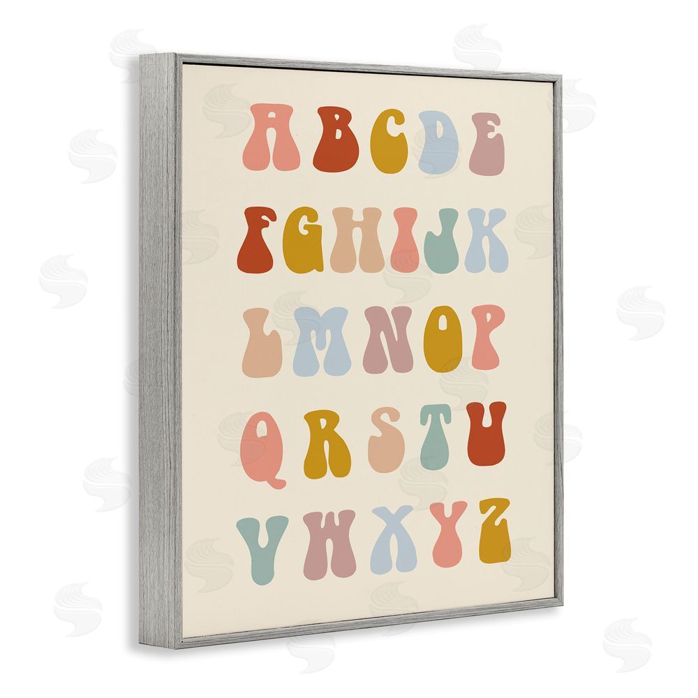 Stupell Studio Vintage Alphabet Letters Gray Framed Giclee Wall Art Print