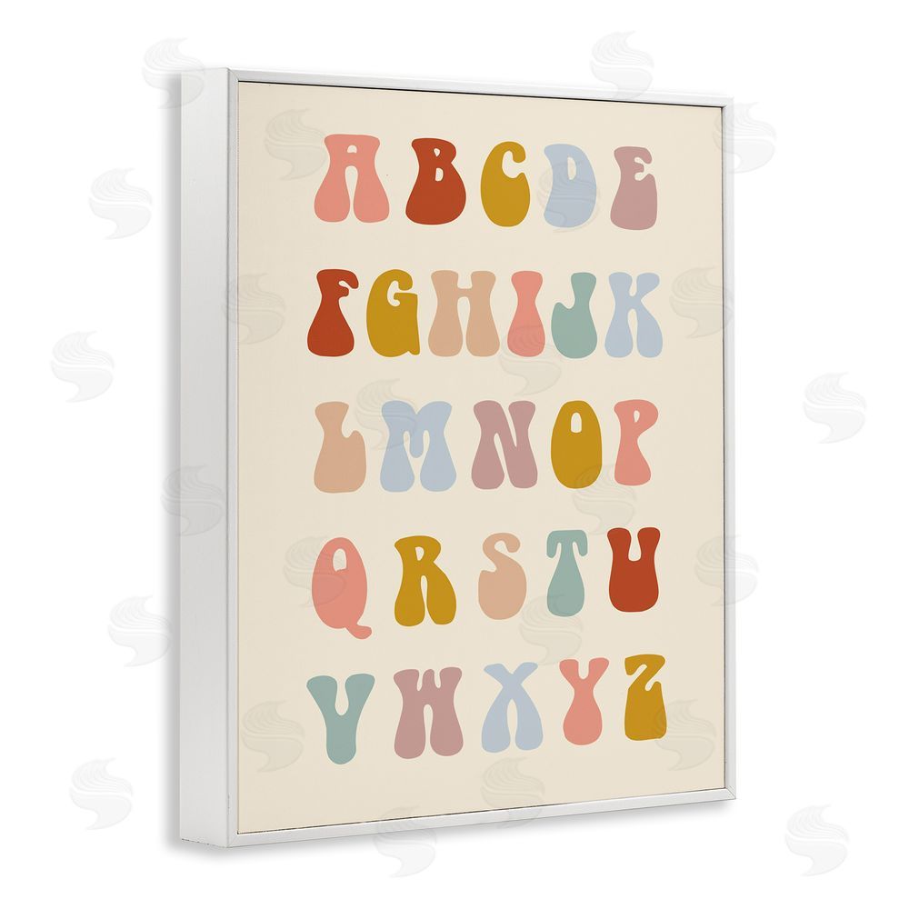 Stupell Studio Vintage Alphabet Letters White Framed Giclee Wall Art Print
