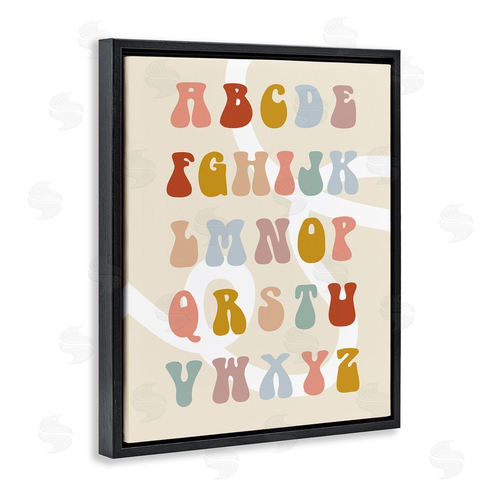 Stupell Studio Alphabet with White Spiral Black Floating Frame Canvas Wall Art Print