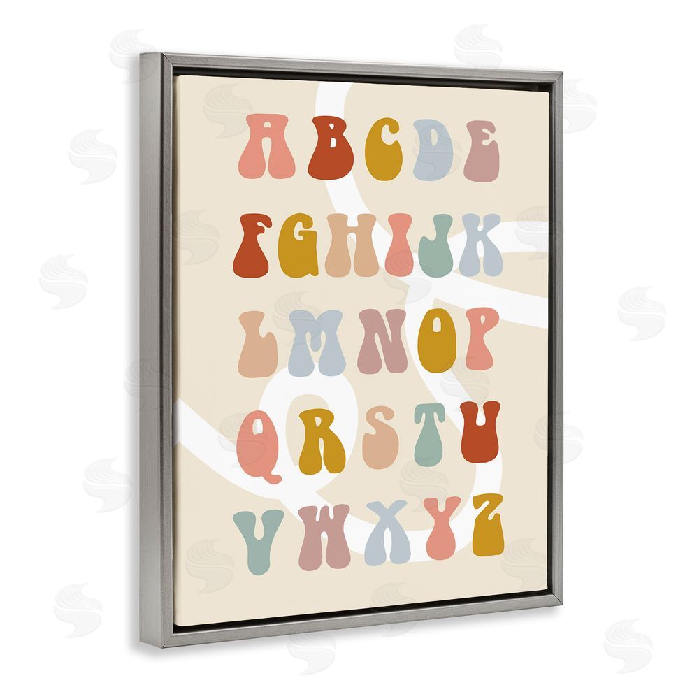 Stupell Studio Alphabet with White Spiral Grey Floating Frame Canvas Wall Art Print