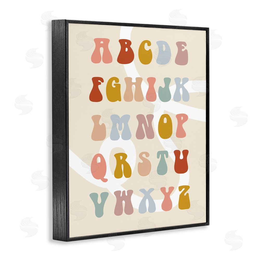 Stupell Studio Alphabet with White Spiral Black Framed Giclee Wall Art Print