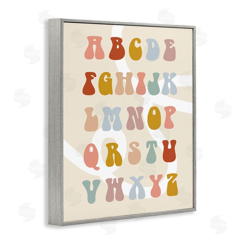 Stupell Studio Alphabet with White Spiral Gray Framed Giclee Wall Art Print
