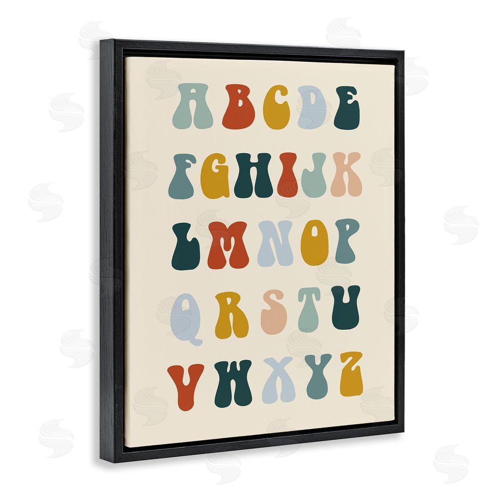 Stupell Studio Earthy Alphabet Letters Black Floating Frame Canvas Wall Art Print