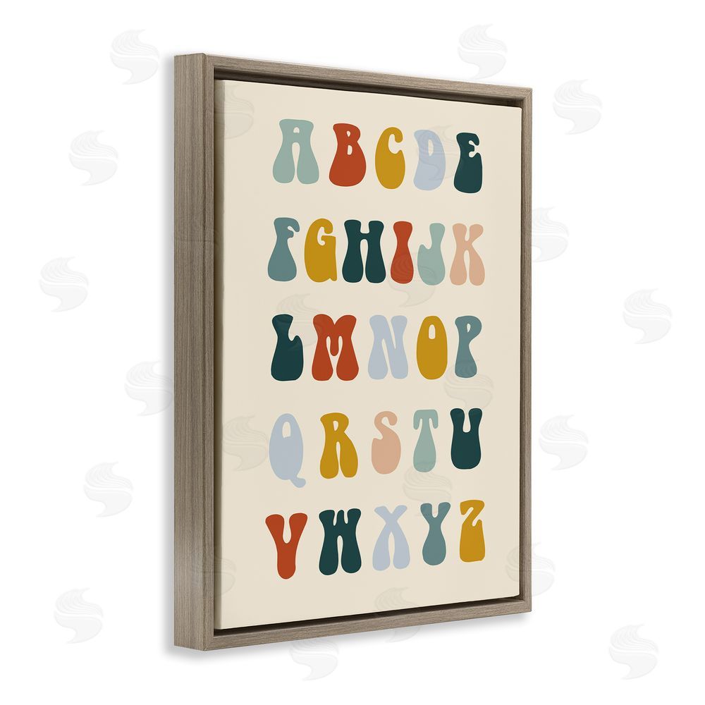 Stupell Studio Earthy Alphabet Letters Brown Floating Frame Canvas Wall Art Print
