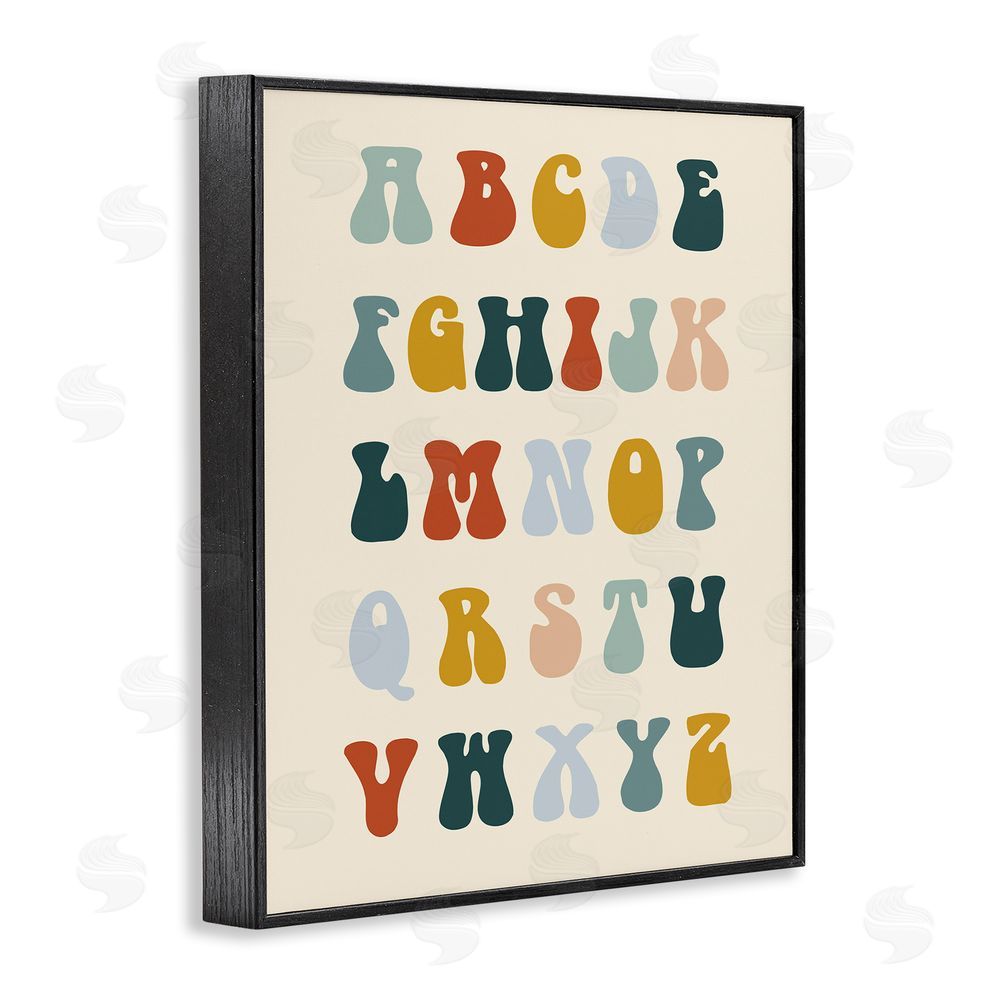 Stupell Studio Earthy Alphabet Letters Black Framed Giclee Wall Art Print