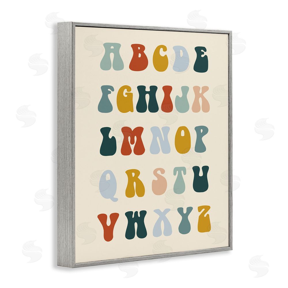 Stupell Studio Earthy Alphabet Letters Gray Framed Giclee Wall Art Print
