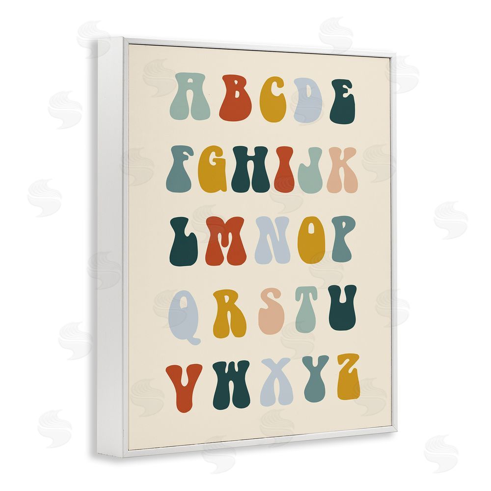 Stupell Studio Earthy Alphabet Letters White Framed Giclee Wall Art Print