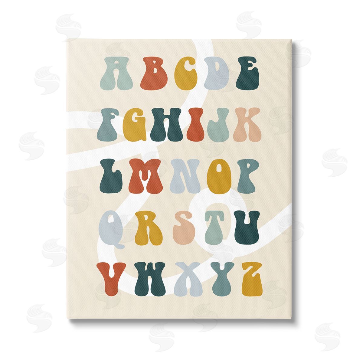 Stupell Studio Earth Tones Alphabet Stretched Canvas Wall Art Print
