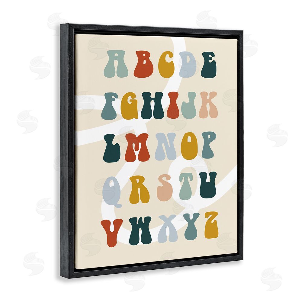 Stupell Studio Earth Tones Alphabet Black Floating Frame Canvas Wall Art Print