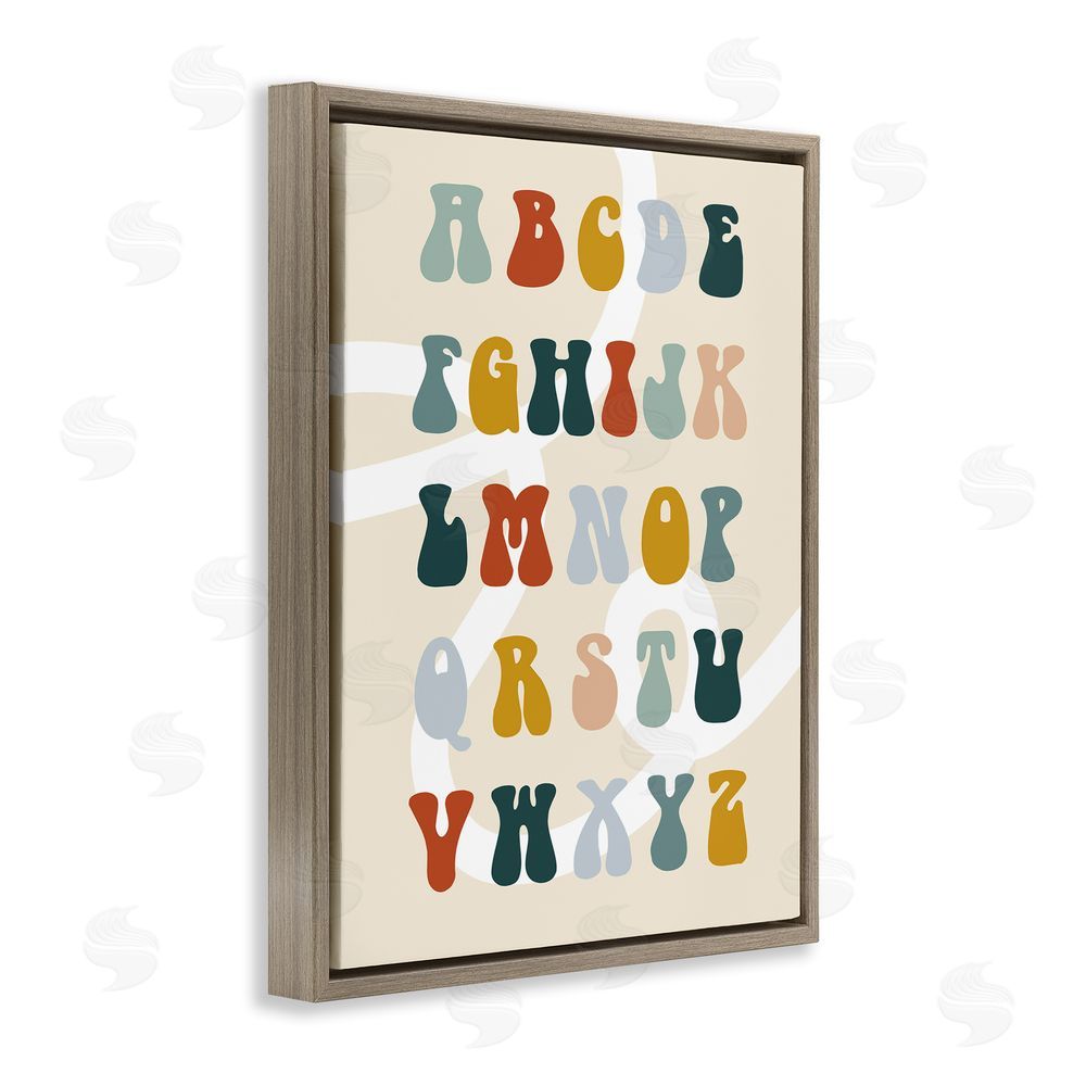 Stupell Studio Earth Tones Alphabet Brown Floating Frame Canvas Wall Art Print