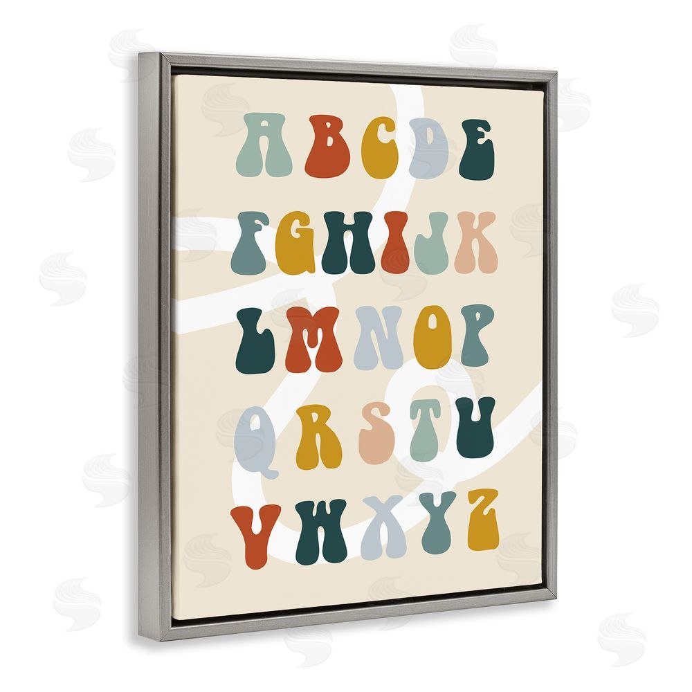 Stupell Studio Earth Tones Alphabet Grey Floating Frame Canvas Wall Art Print