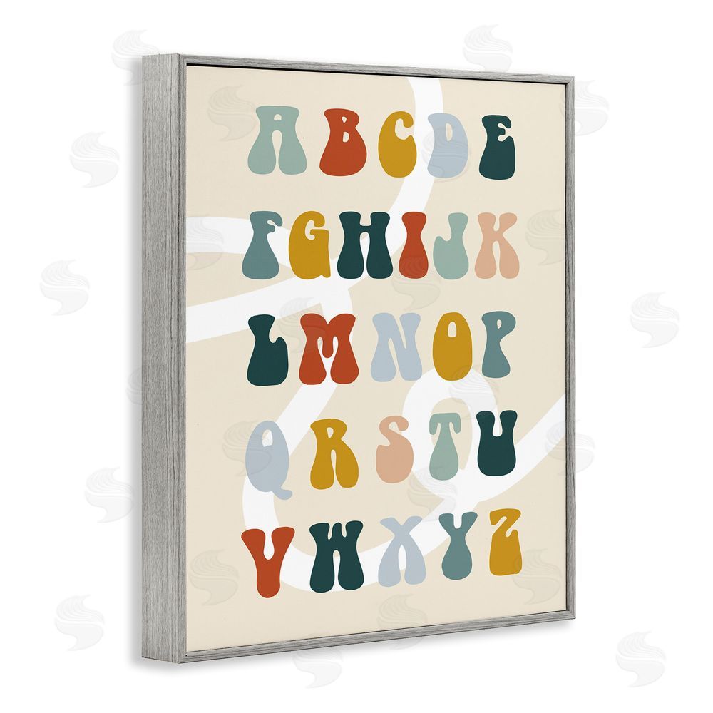 Stupell Studio Earth Tones Alphabet Gray Framed Giclee Wall Art Print
