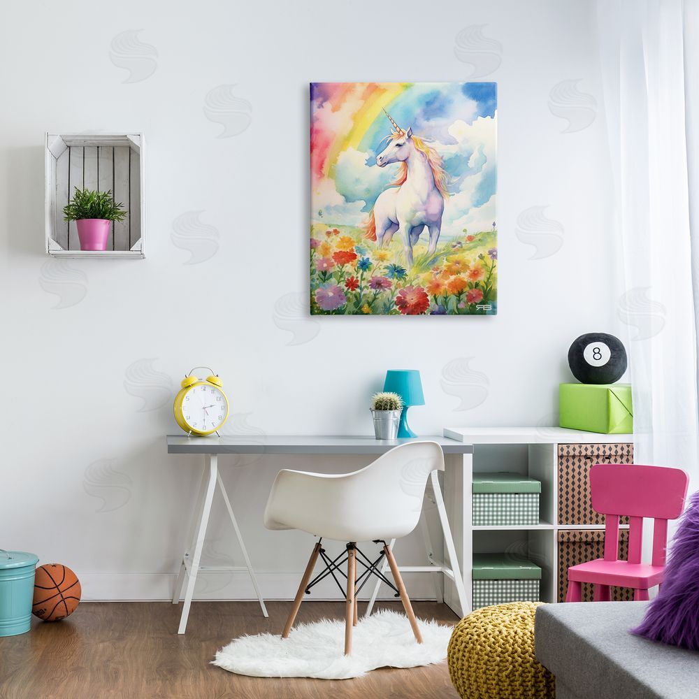 RB Unicorn in Rainbow Meadow Canvas Wall Art Print in Room
