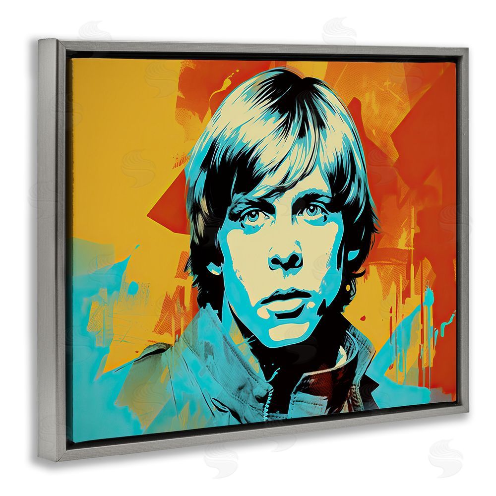 Birch & Ink Pop Style Luke Portrait Grey Floating Frame Canvas Wall Art Print