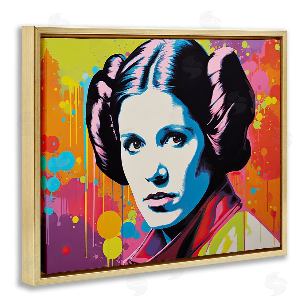 Birch & Ink Paint Splash Leia Gold Floating Frame Canvas Wall Art Print