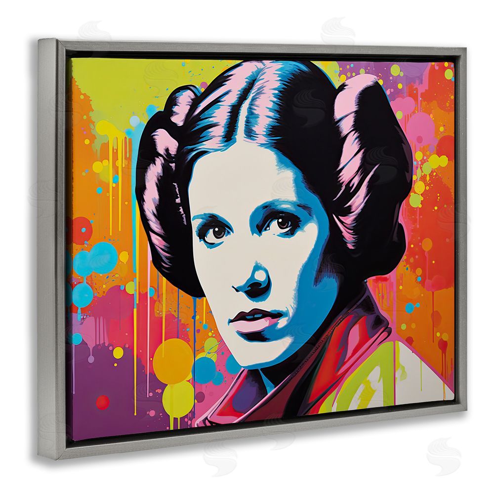 Birch & Ink Paint Splash Leia Grey Floating Frame Canvas Wall Art Print